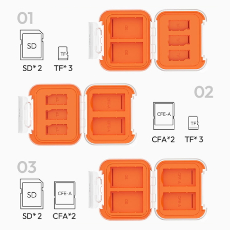 Ulanzi CC01 (C055) - mini case/etui na karty pamięci, pomarańczowe - możliwe konfiguracje